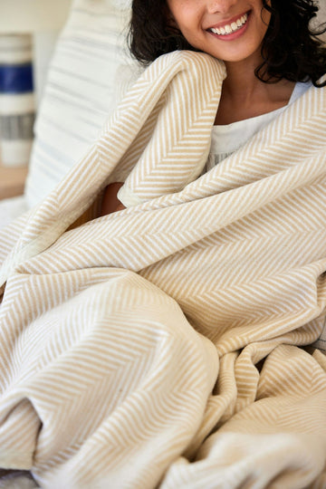 Harborview Herringbone Cream Blanket7