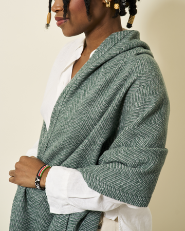 Bayside Herringbone Evergreen Shawl