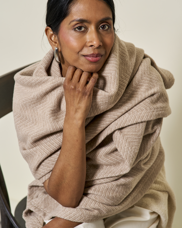 Bayside Herringbone Wheat Shawl