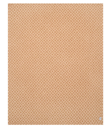 Tan and cream diamond weave blanket with geometric pattern throughout.7