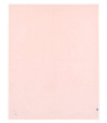 Pink textile with herringbone weave pattern and small logo detail in corner.5