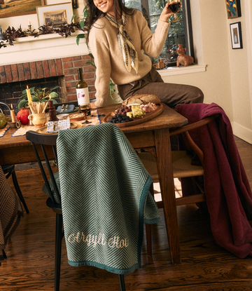 Harborview Herringbone Forest Green Blanket6