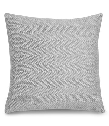 Gray throw pillow cover with herringbone pattern texture throughout.2