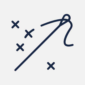 Dark blue line drawing of a lasso tool with four X marks scattered around it on light gray background.1